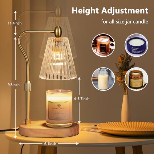Candle Warmer Lamp with Timer & Adjustable Height - Electric Wax Melt Warmer for Scented Candles