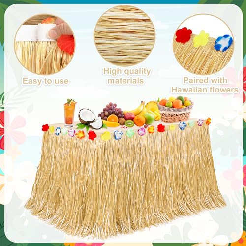 Hawaiian Grass Table Skirt - 108-Inch Tropical Luau Party Decoration