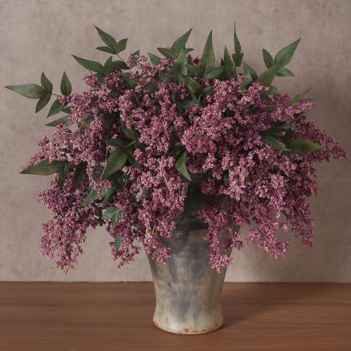 17" Artificial Nandina Berry Stems - 6 Pack Dusty Plum Decor