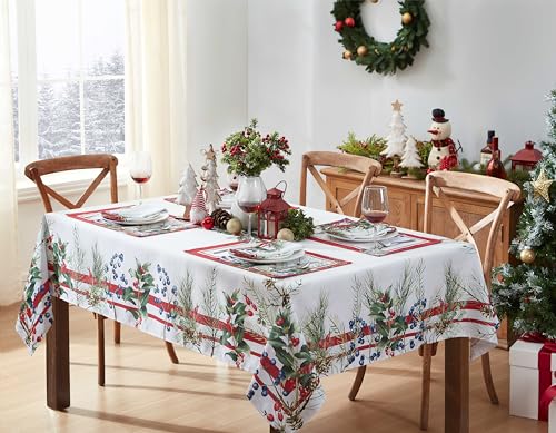 Home Bargains Plus Pine Berry Provence Christmas Rectangular Tablecloth 102x60 Inches Seasonal Holiday Decor