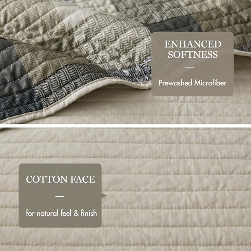 6-Piece Reversible Plaid Herringbone Daybed Cover Set - Twin Size