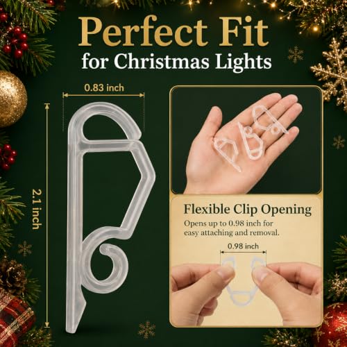 120 Pcs Outdoor Gutter Hooks for Christmas String Lights, Weatherproof Clips