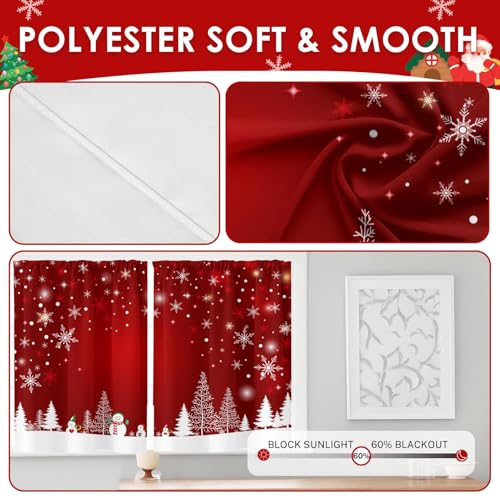 Tayney 2 Pack Christmas Kitchen Curtains 36in - Snowman Pattern, Polyester