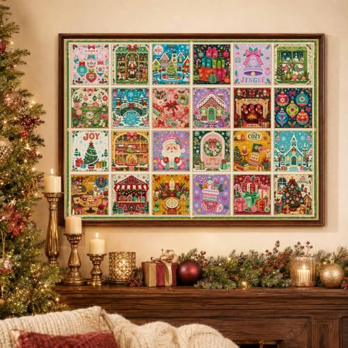 Christmas Advent Calendar Jigsaw Puzzle for Adults - 24 Days of Festive Scenes, 1008 Pieces