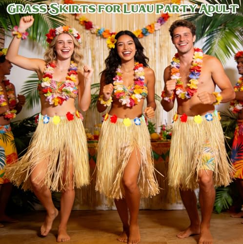 Grass Table Skirt for Luau Party Decorations, 72.8 x 29.5 Inch Tropical Decor