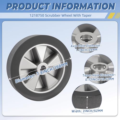 Ytrica 198mm Tapered Scrubber Wheel for Tennant T3+ Nobles SpeedScrub 17-24