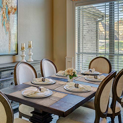Washable PVC Placemats Set of 6 - Heat Resistant Kitchen Table Mats 12x18