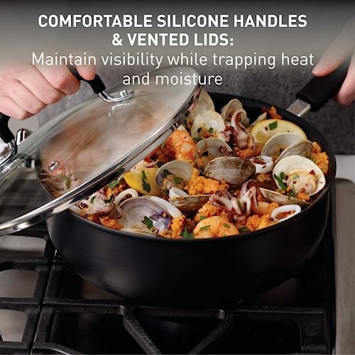 12-Inch Hard Anodized Nonstick Frying Pan with Lid - Oven Safe Skillet