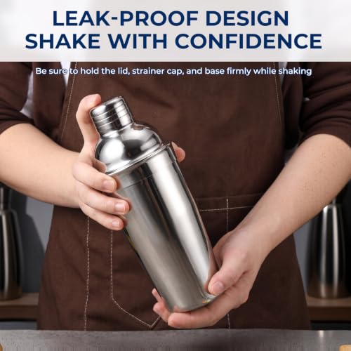 24oz Silver Cocktail Shaker with Built-In Strainer - Mawisek Barware