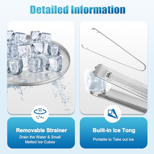 XEJMEOO 1.3L Double Wall Stainless Steel Ice Bucket with Lid & Tongs for Parties