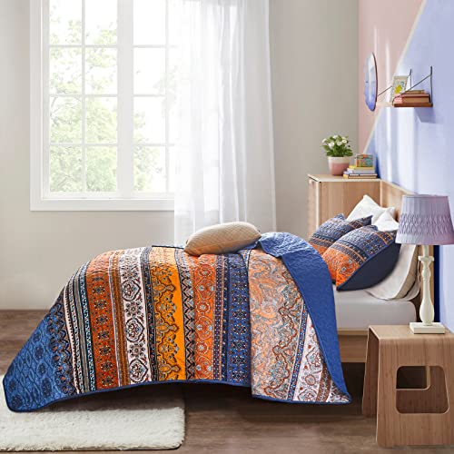 Boho King Quilt Bedding Set - 3-Piece Lightweight Microfiber Coverlet