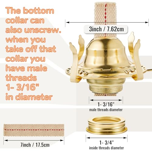 #2 Brass Oil Lamp Burner Replacement with Wick for Kerosene Lanterns