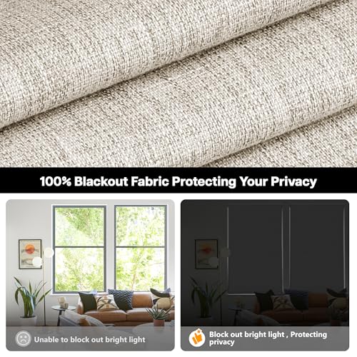No Drill Cordless Roman Shades, 34" W x 64" H, Beige - Light Blocking & Heat Insulating