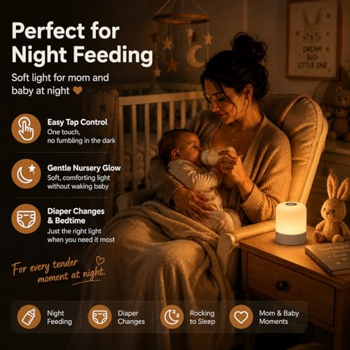 Portable Baby Night Light - Rechargeable Dimmable Touch Nursery Lamp