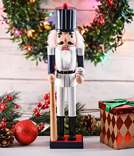 15-Inch Baseball Player Christmas Nutcracker Figurine Holiday Table Decor