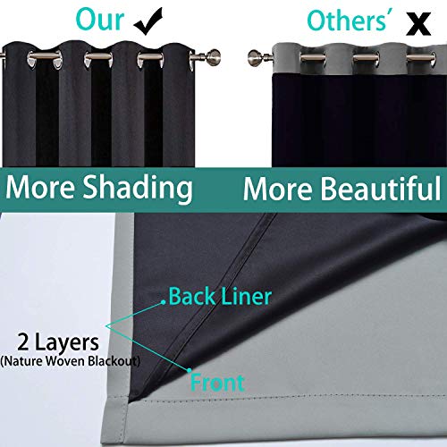 100% Blackout Curtain Panels - Thermal Insulated Grey Drapes, 52x84 In, 2 Pack