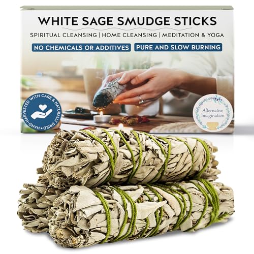 White Sage Smudge Stick Set - 3-Pack of 4-Inch Bundles for Home Cleansing