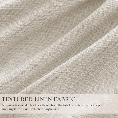 100% Blackout Pinch Pleated Linen Curtains - 90 Inch, 2 Panels, Cream