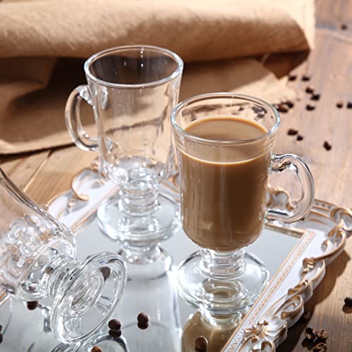 Sieral 12 Pcs Irish Coffee Mugs 8.5 oz Clear Glass with Handle - Set of 12