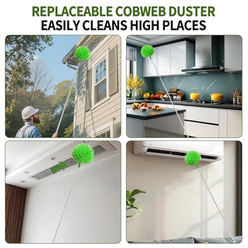 Cobweb Duster with 110-Inch Extension Pole & Washable Cleaning Heads