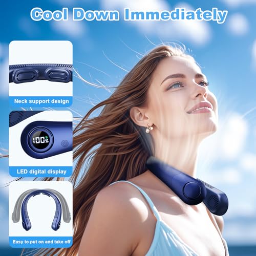 Portable Neck Fan Bladeless Rechargeable Personal Cooling Fan 5 Speeds
