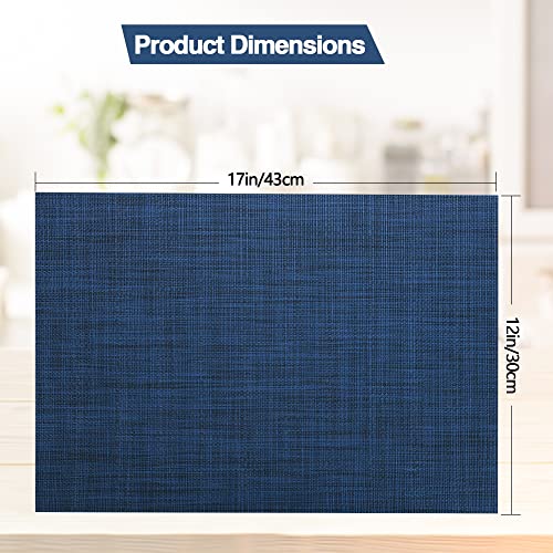 Navy Blue Vinyl Placemats Set of 4 - Heat Resistant & Washable Table Mats