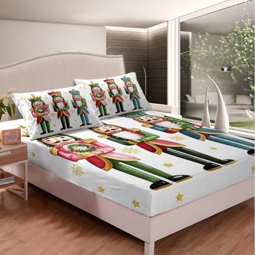 Kids Bed Sheets Set - Christmas Nutcracker Bed Linen for Boys & Girls, King Size
