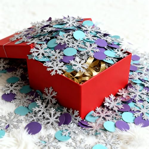 100Pcs Winter Snowflake & Circle Confetti Set for Holiday Parties