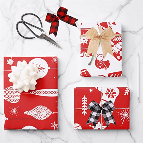 Meseey 24-Pack 3-Inch Farmhouse Burlap & Buffalo Plaid Bows - Natural, Red/Black, Black/White - Rustic Holiday Decor
