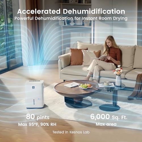 80-Pint Energy Star Dehumidifier for Basement and Home with Drain Hose