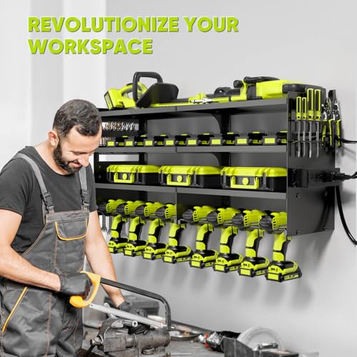 Heavy Duty Power Tool Organizer Wall Mount with Charging Station