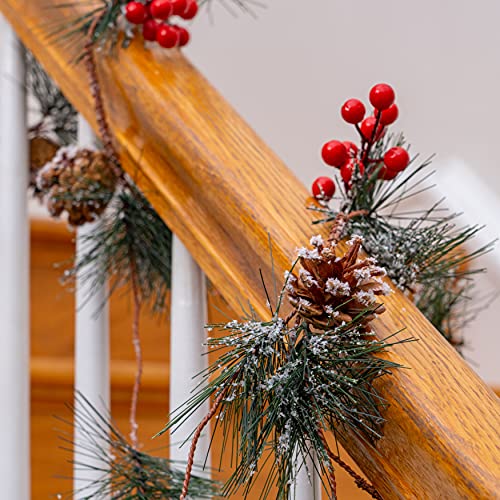Pine and Berries Garland - Needles, Pinecone Berry Rustic Xmas