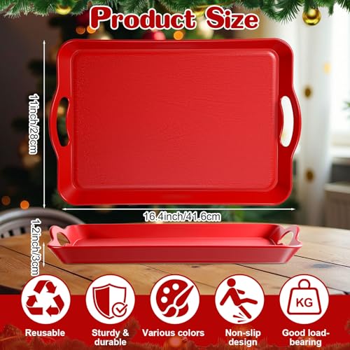 Thyle 4-Pack Christmas Color Serving Trays with Handles, 16.4 x 11 Inches