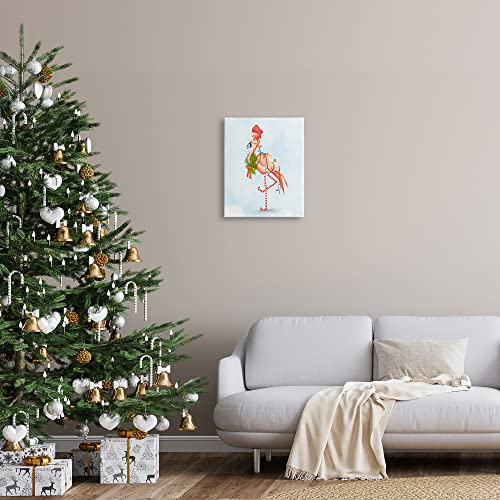 Unframed 16x20 Inch Canvas Wall Art - Festive Flamingo Holiday Coastal Decor