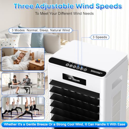 Portable Evaporative Air Cooler 3-in-1 Fan with Remote and Ice Boxes