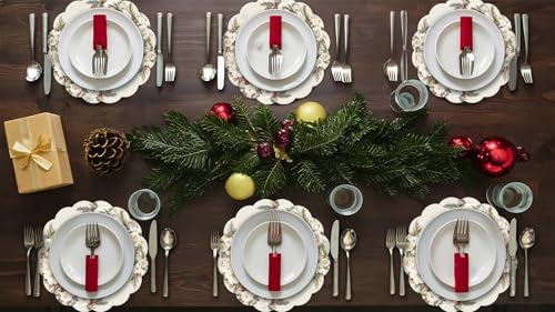 Beige 13.5" Round Disposable Placemats (50 pcs) - G.R.I Christmas Paper Party Table