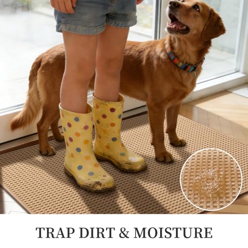 24" x 36" Indoor Entryway Door Mat, Non-Slip Washable Floor Mat - Khaki