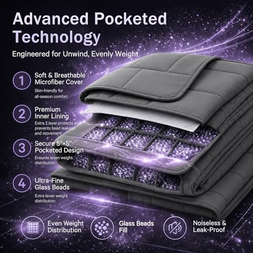 BETU 20lb Weighted Blanket for Adults - 48"x72" Soft Microfiber Throw, Grey