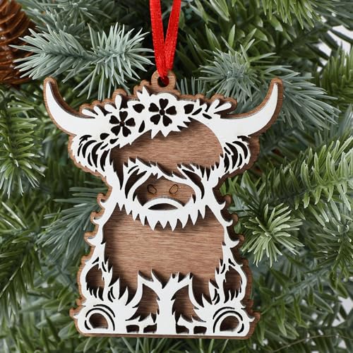 Highland Cow Christmas Ornament - Thyle Highland Cow Decor Gift for Cow Lovers