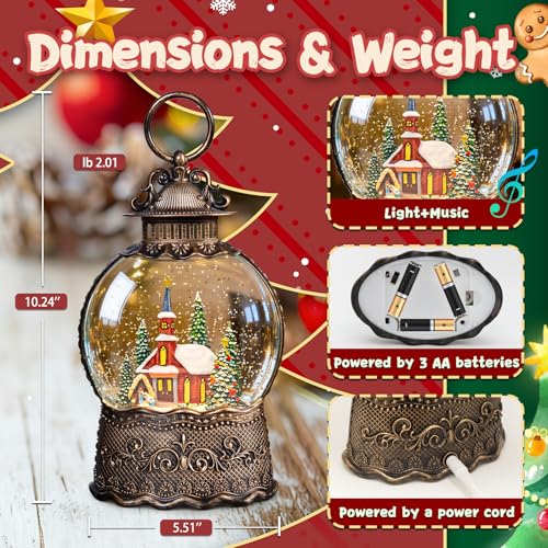 SUNFACE Christmas Snow Globe Lantern with Nativity Scene & Manger - Church Manger 125
