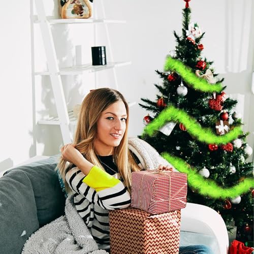 3Pcs Lime Green Feather Garland 20ft Christmas Decor Tree Hangers