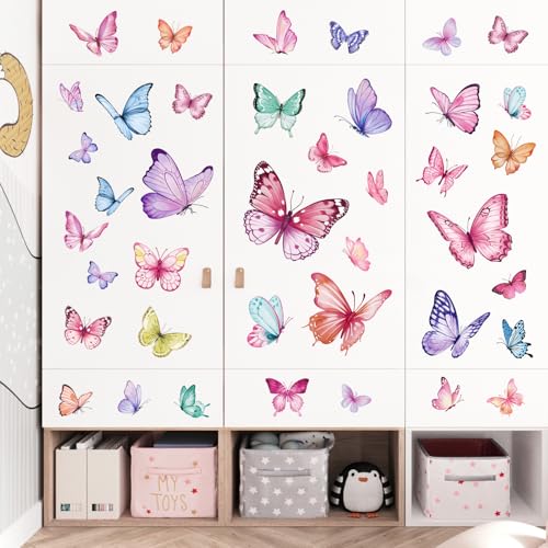 Watercolor Butterfly Wall Decals - Peel and Stick Removable Wall Art