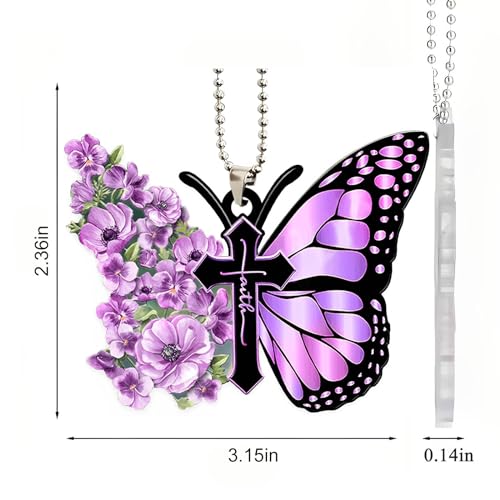 Purple Butterfly Car Hanging Ornament - Rearview Mirror Home Decor Keepsake