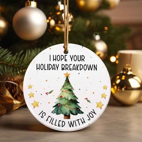 Hc-36 Funny Christmas Tree Ornament 2025 Holiday Breakdown Ceramic Xmas Decoration