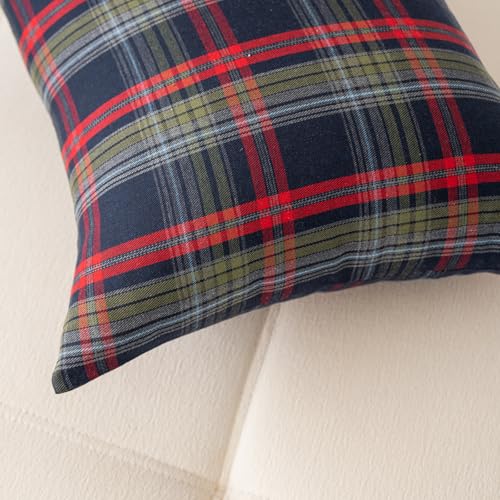 Huierxun 18x18 Inch Set of 2 Christmas Pillow Covers - Scottish Tartan Plaid Home Decor