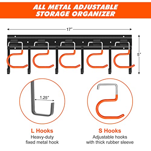68-Inch All Metal Garden Tool Organizer Wall Mount Garage Storage