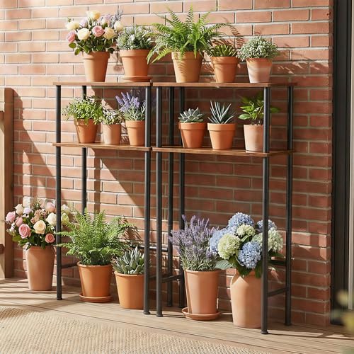 Narrow Console Table with 2 Shelves, 15.7-Inch Industrial Entryway Table