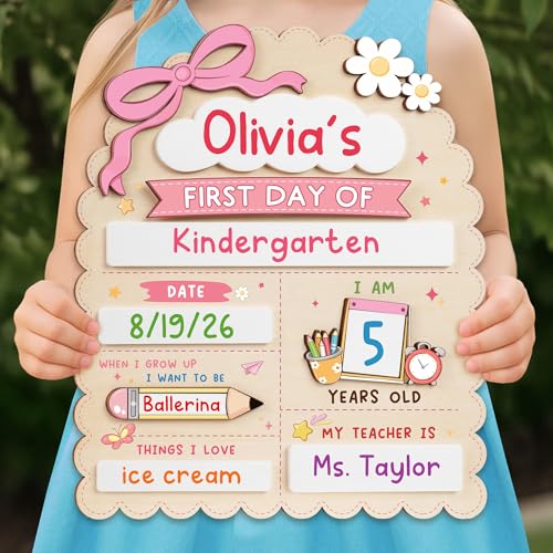 Reusable First and Last Day of School Sign - 12x10 Inch Chalkboard Board
