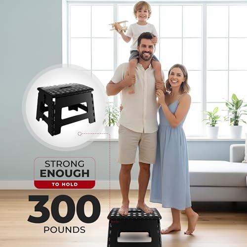 Utopia Home Folding Step Stool 9 Inch Anti-Slip Black 300 lbs Capacity