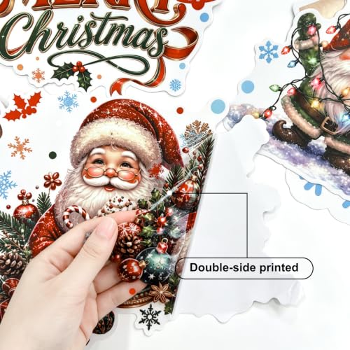 Traditional Christmas Window Clings Set - 28 Reusable Static Holiday Decals with Santa, Snowman & Reindeer - Double-Sided Xmas Decorations